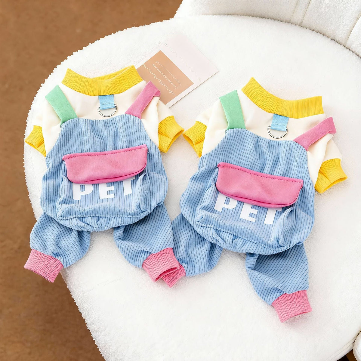 Color-Block Dog Jumpsuit with Suspenders Blue – photo 1 of 6