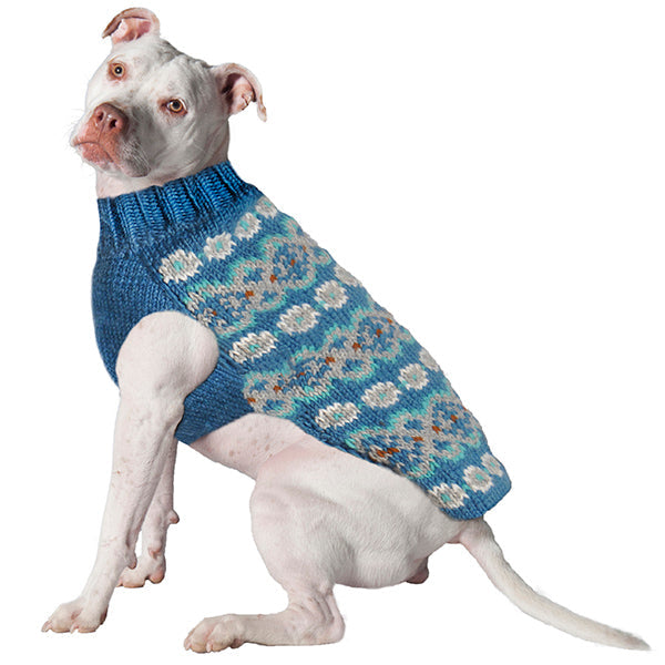 Alpaca Teal Fair Isle Dog Sweater Teal Gray and Cream – photo 1 of 6