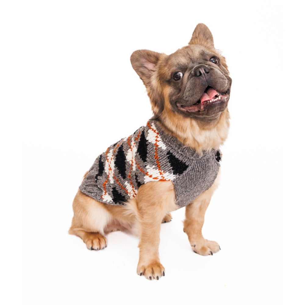 Alpaca Argyle Dog Sweater Alpaca Wool Blend with Orange Accents – photo 3 of 6