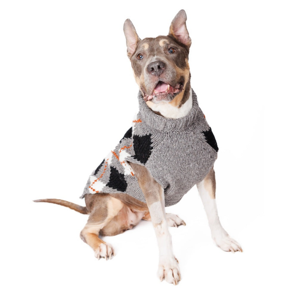 Alpaca Argyle Dog Sweater Alpaca Wool Blend with Orange Accents – photo 4 of 6