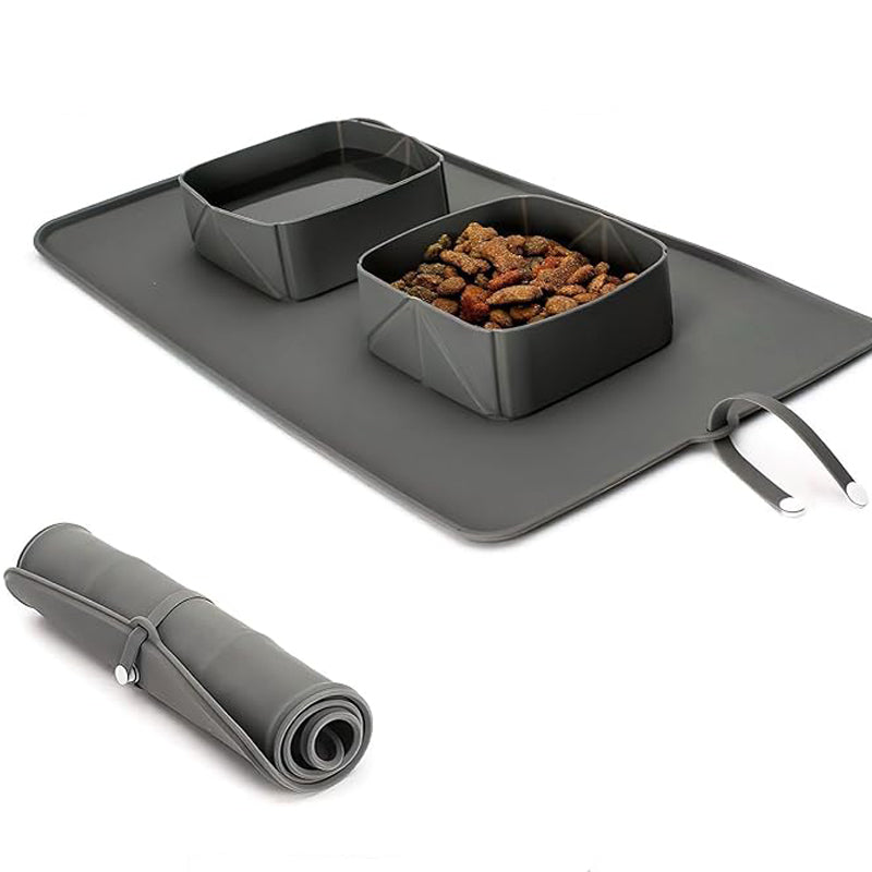 Collapsible Silicone Double Travel Bowl for Dogs & Cats – front view