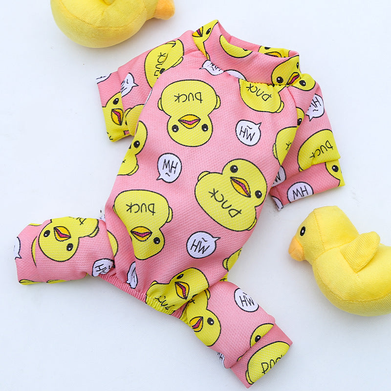 Duck Cartoon Pajamas for Dogs and Cats Four-Leg Pink Blue – photo 3 of 5