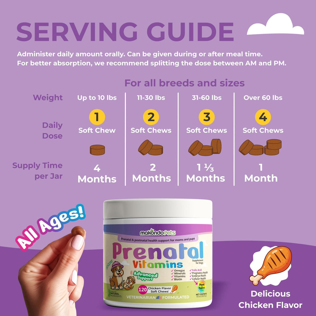 Dog Prenatal Vitamins 120 Soft Chews Folic Acid DHA EPA – photo 5 of 9