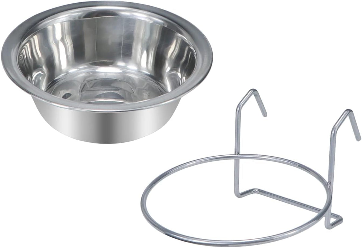 Pet Bowl Stainless Steel Hanging Food Water Bowls Bird Cage Feeder for, detail view