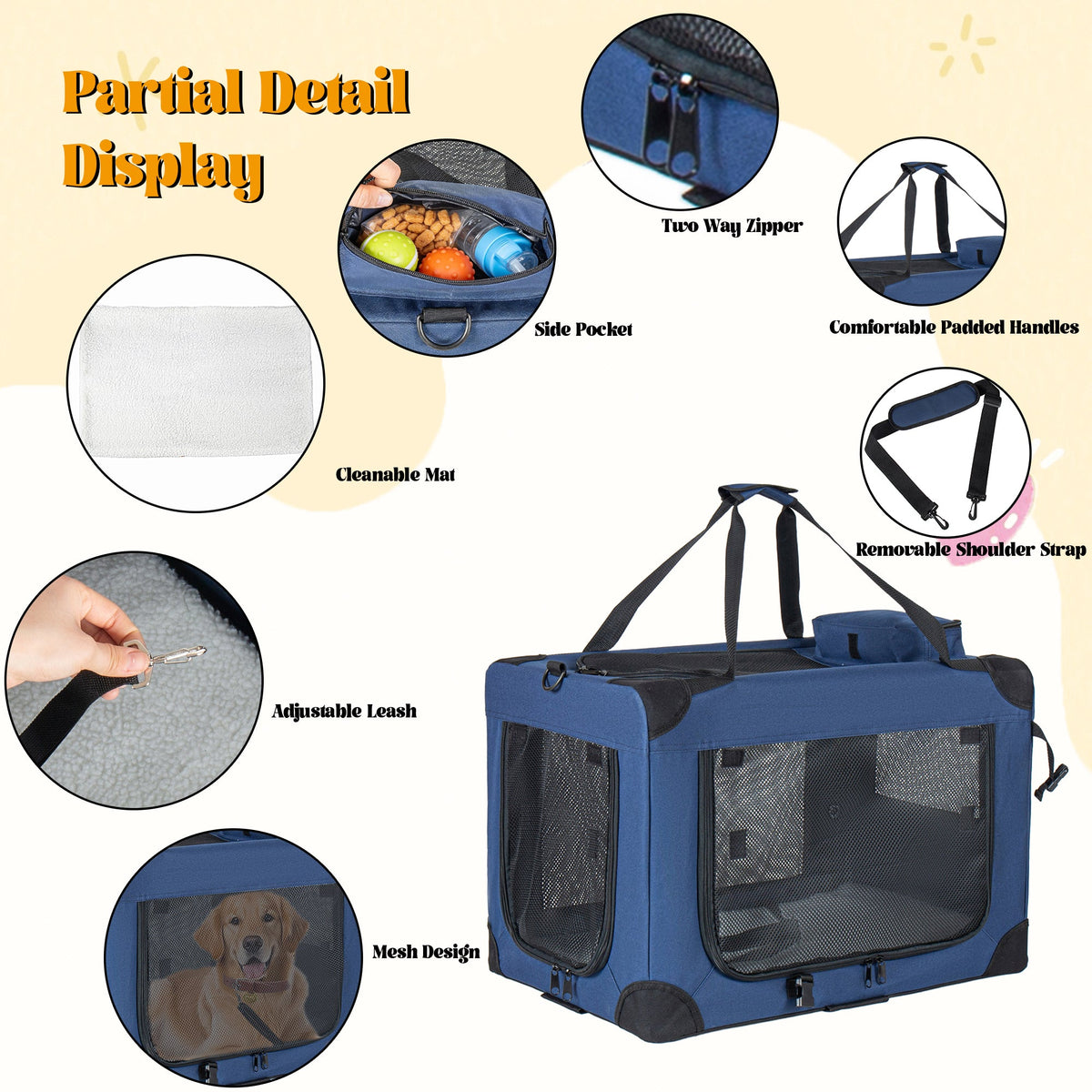 32 Inch Soft Dog Crate Kennel – Portable Folding Carrier – alternate view 4