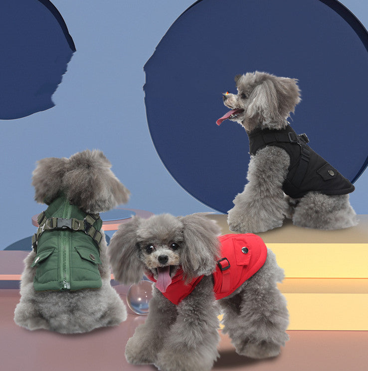 Winter Cotton Dog Jacket – Zipper Coat – front view