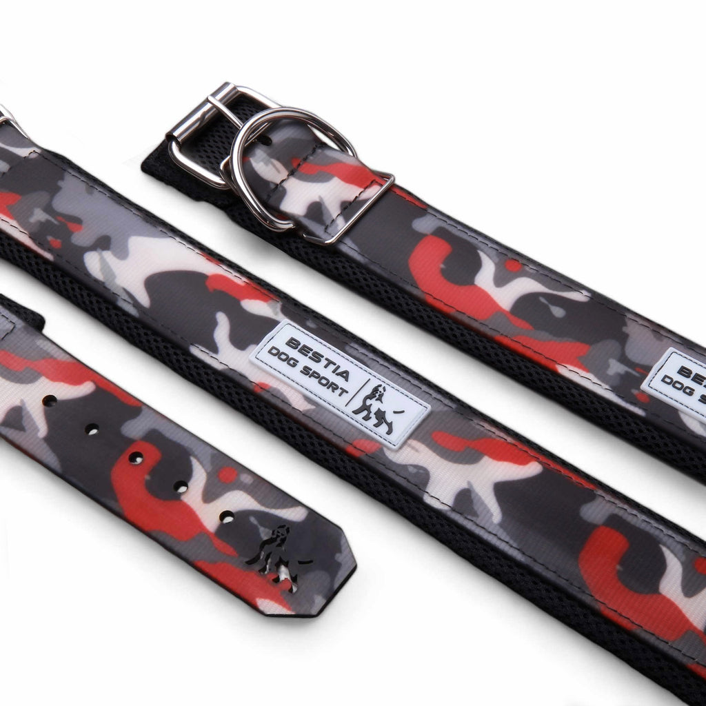 Bestia Dog Sport Collar – Red Camo – front view
