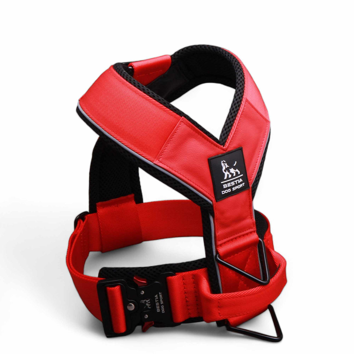 Bestia Dog Sport GripPro heavy duty dog harness, quick-release buckle close-up
