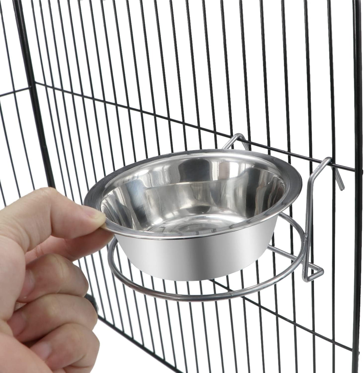 Pet Bowl Stainless Steel Hanging Food Water Bowls Bird Cage Feeder for, lifestyle