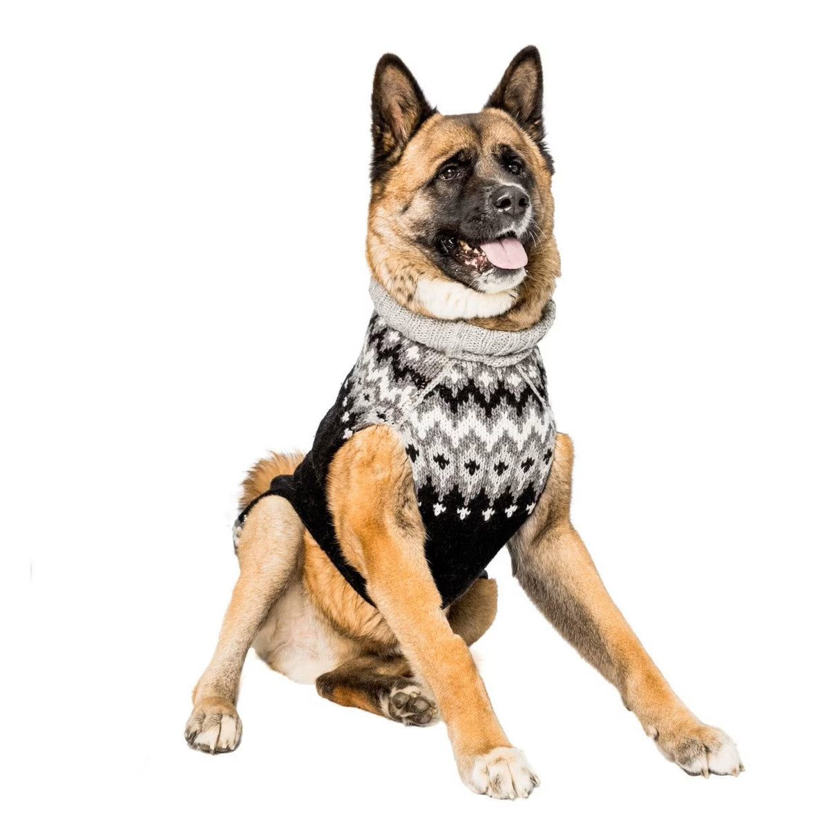 Black Ski Wool Dog Sweater Black Grey and White – photo 3 of 4