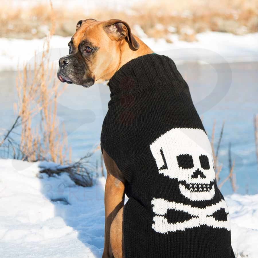 Black Skull Dog Sweater 100 Percent Sheep Wool Pullover – photo 2 of 3