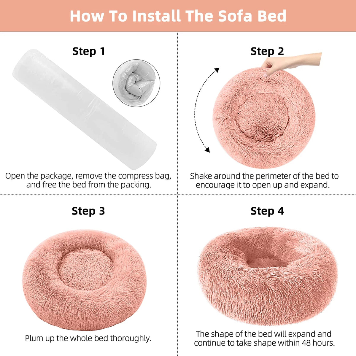 Round Calming Pet Bed, packaging