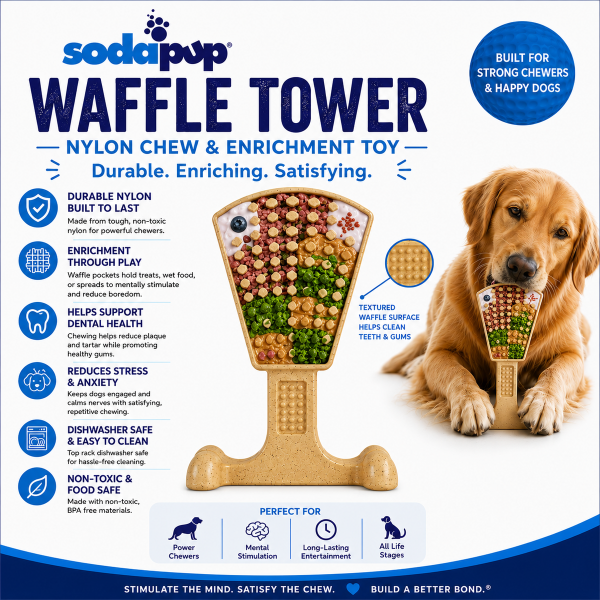 SodaPup Waffle Tower nylon chew and enrichment toy – photo 3 of 8