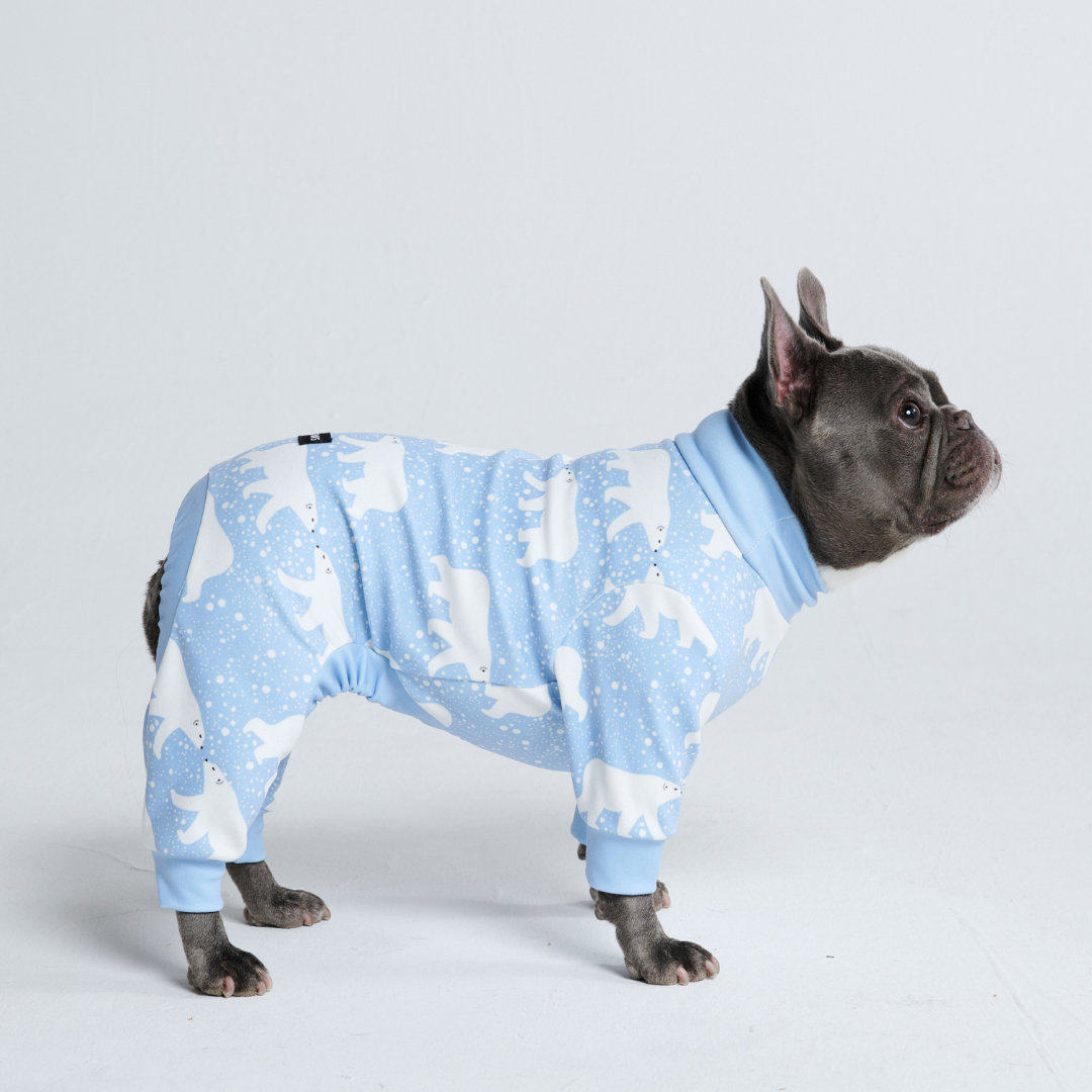 Snowy Polar Bear Dog Pajama – front view