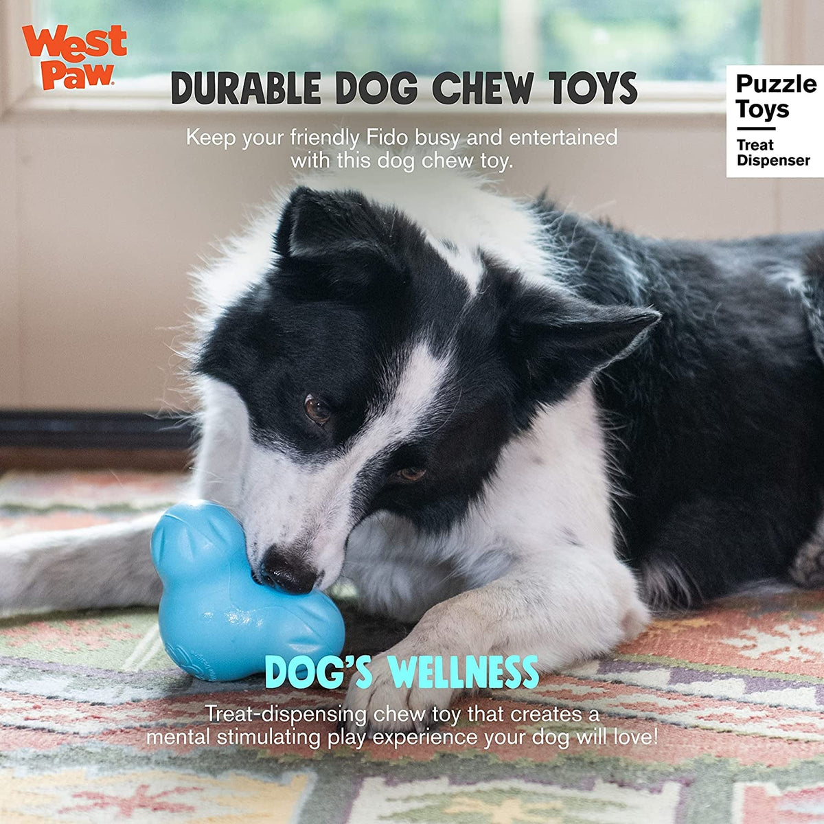 Zogoflex Tux Treat Dispensing Dog Chew Toy, side view