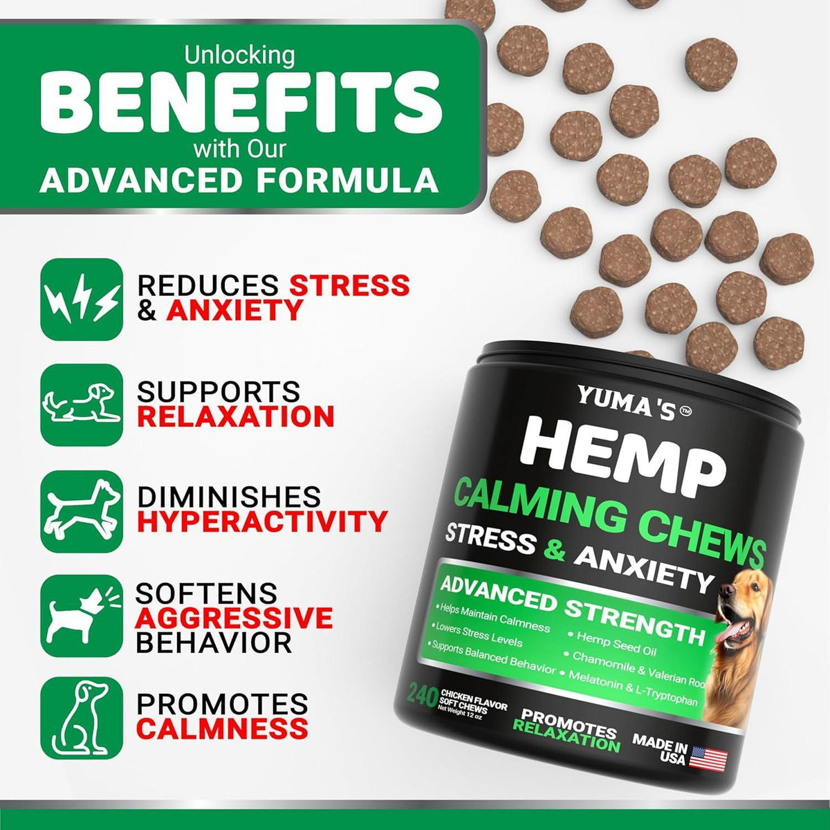 Hemp Calming Chews for Dogs 240 Count Melatonin Chamomile – photo 4 of 6