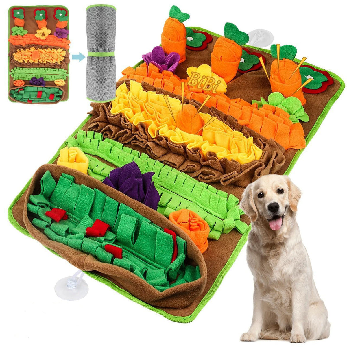 Carrot Snuffle Mat, Interactive Foraging Toy For Dogs – front view