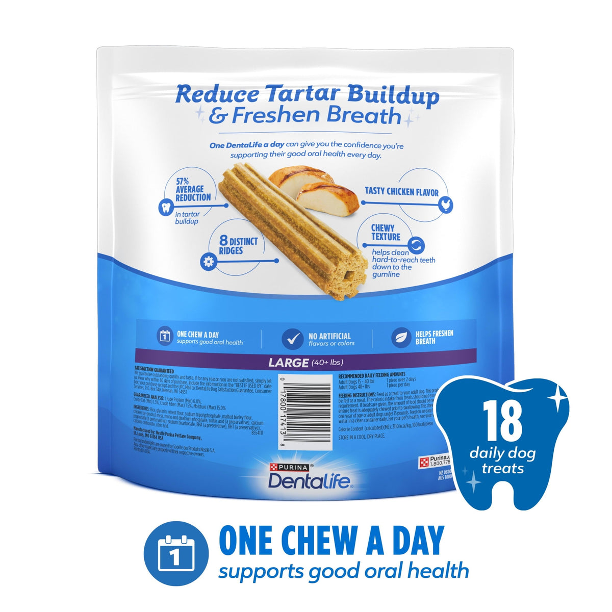 Purina Daily Oral Care Large Dog Treats Dental Chews with Chicken, lifestyle