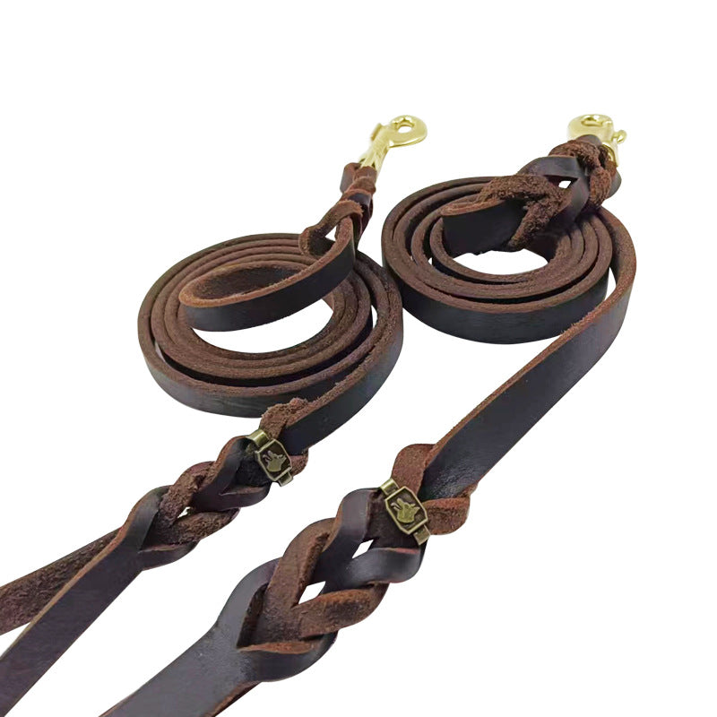 Hand-Knitted Cowhide Rope Dog Leash – Medium & Large Dogs – alternate view 3