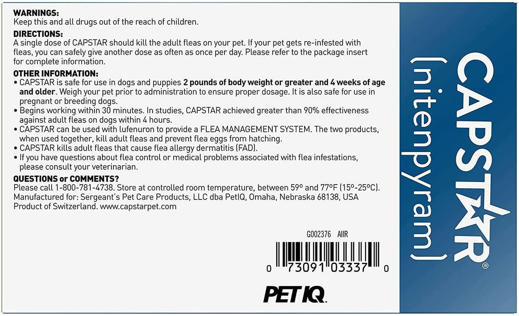 Capstar Oral Flea Treatment Dogs 2 to 25 lbs – photo 3 of 8