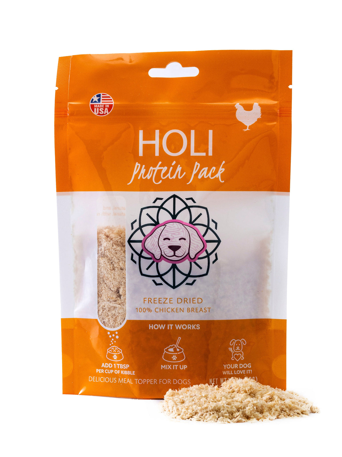 Chicken Breast Dog Food Topper - Freeze Dried - Single Ingredient – front view