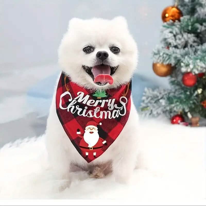Christmas Dog Bandana Triangle Scarf with Santa Graphics – photo 3 of 9