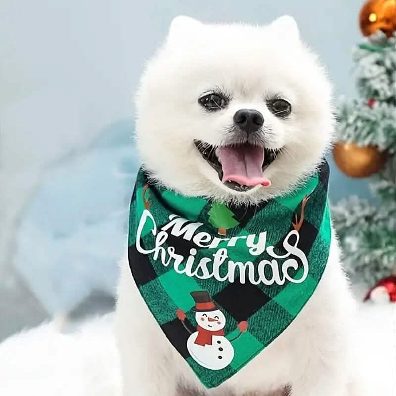 Christmas Dog Bandana Triangle Scarf with Santa Graphics – photo 5 of 9