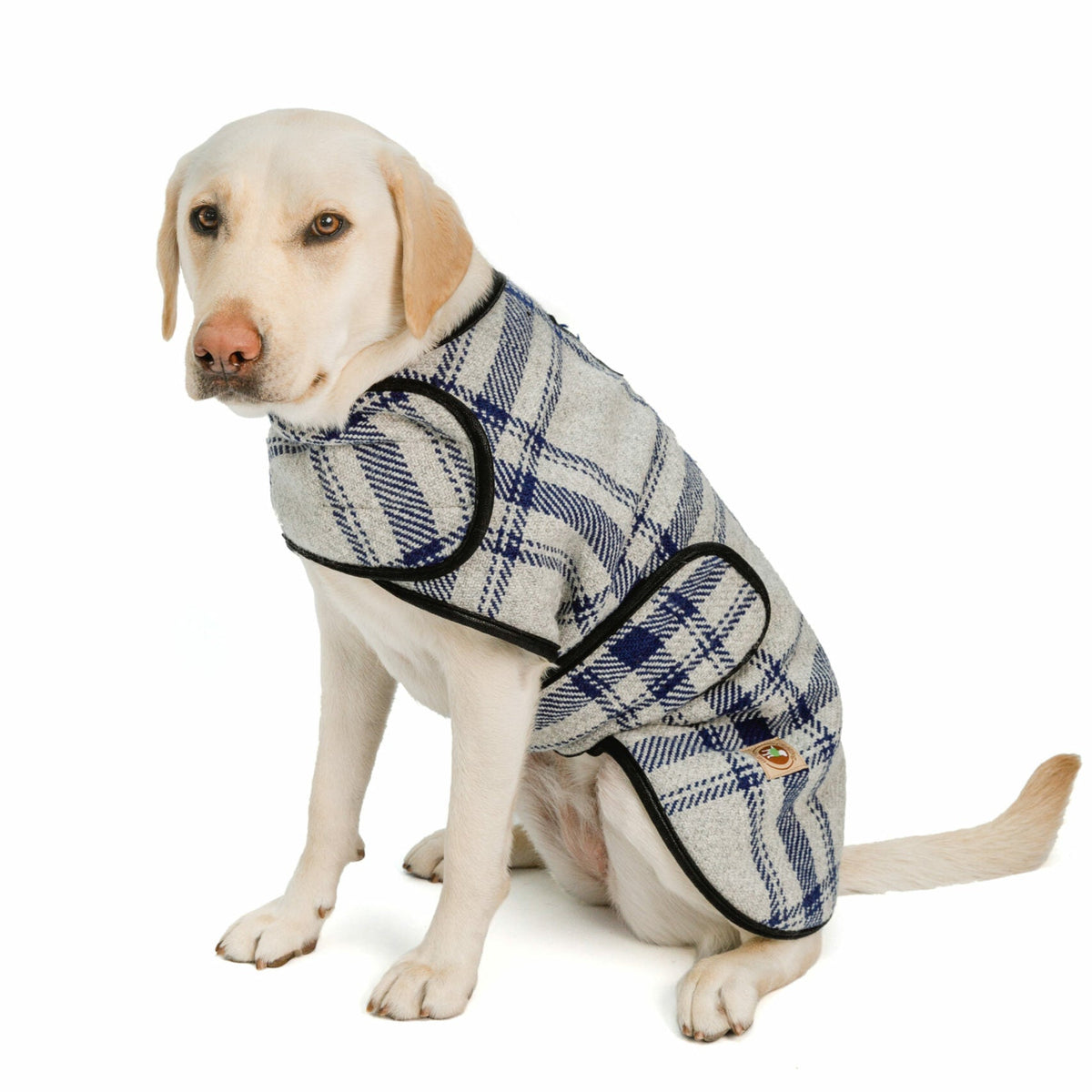 Gray and Blue Plaid Blanket Dog Coat 100 Percent Wool with Fleece Lining – photo 1 of 3