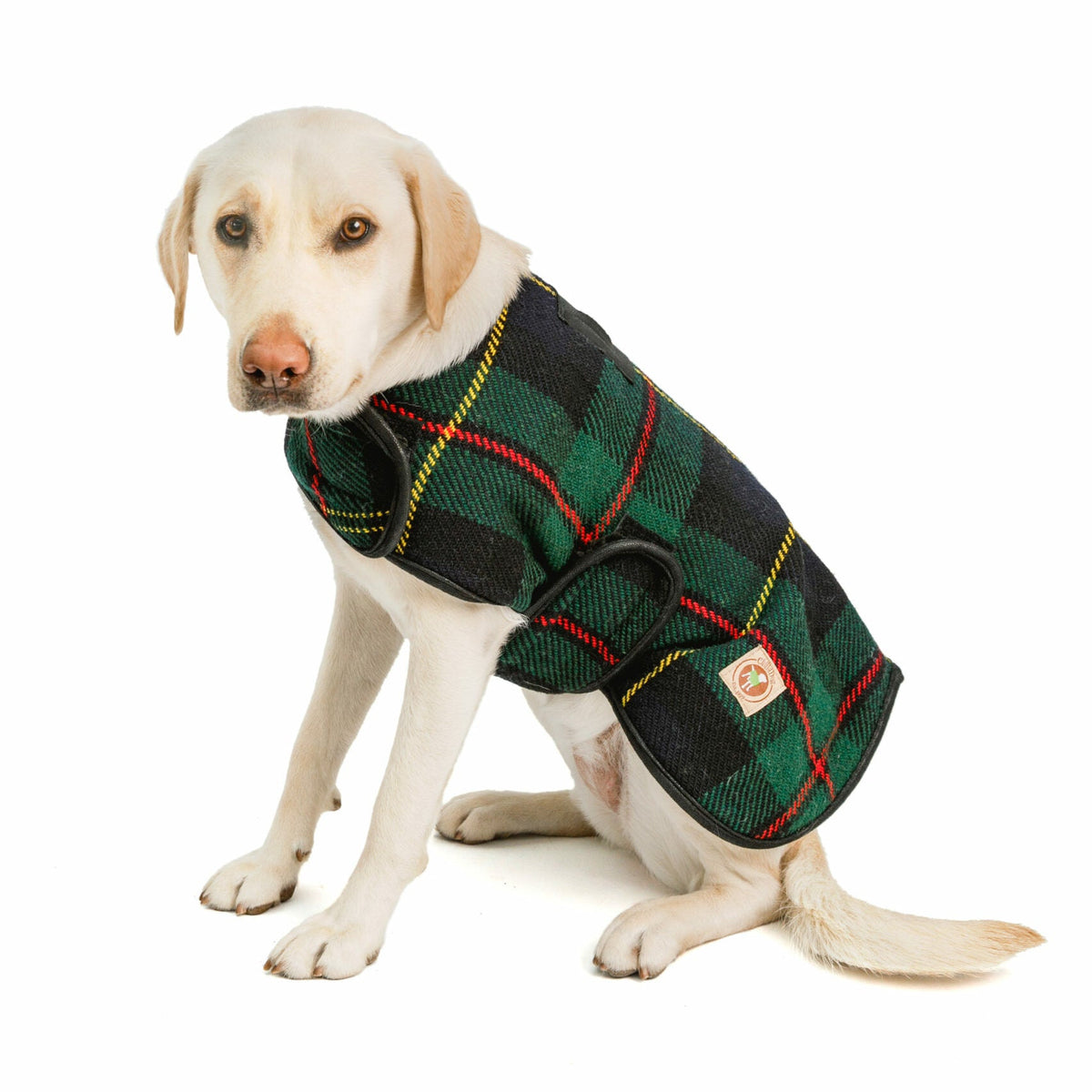 Navy Tartan Plaid Blanket Dog Coat Fleece Lined with Harness Hole – photo 1 of 3