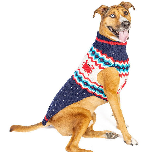 Crabby Wool Dog Sweater Navy Fair Isle with Red Crab Pattern – photo 3 of 5