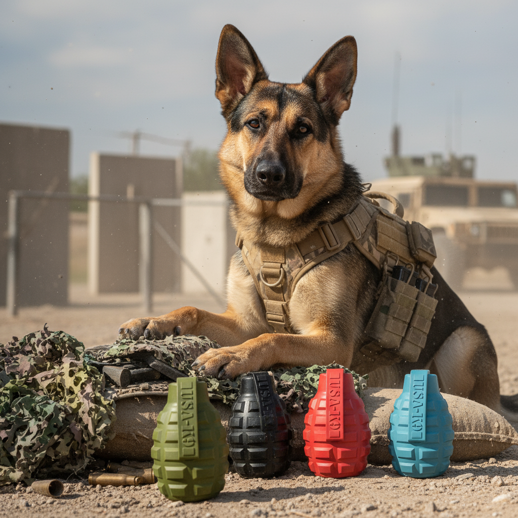 USA-K9 Grenade Rubber Dog Chew Toy – Treat Dispenser, USA Made – alternate view 2