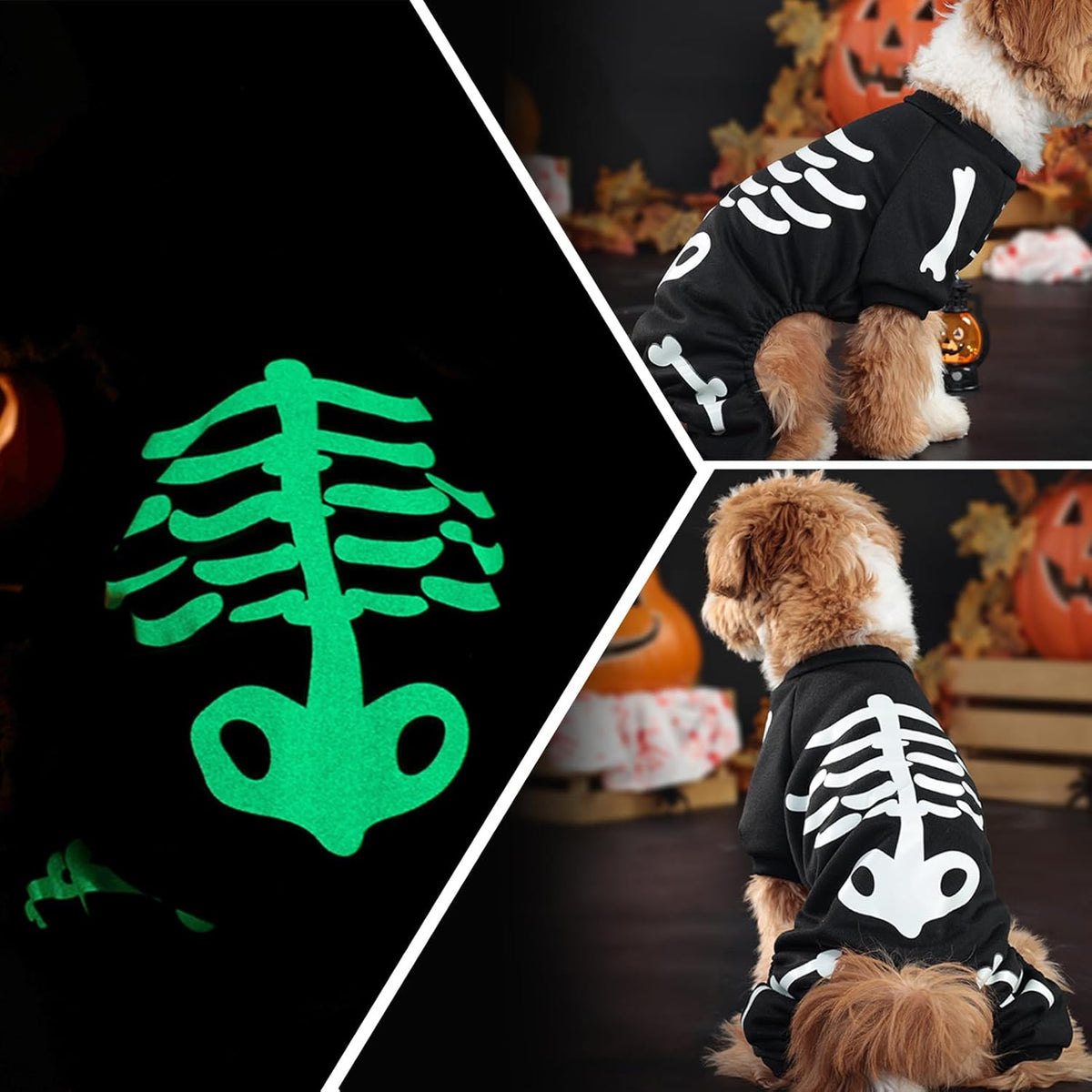 Glow-in-the-Dark Skeleton Dog Costume Jumpsuit – alternate view 5