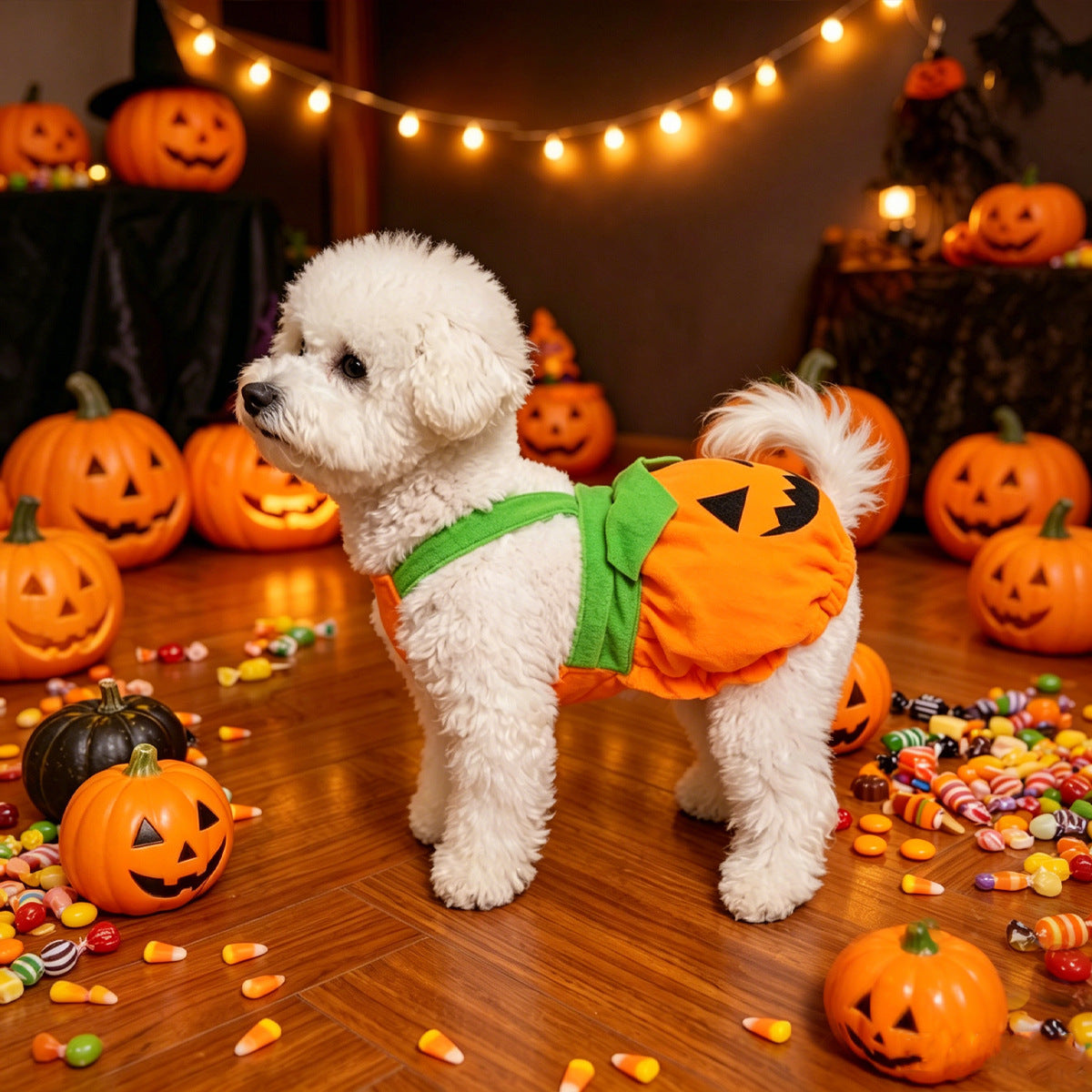 Pumpkin Dog Costume Dress for Small Dogs – front view