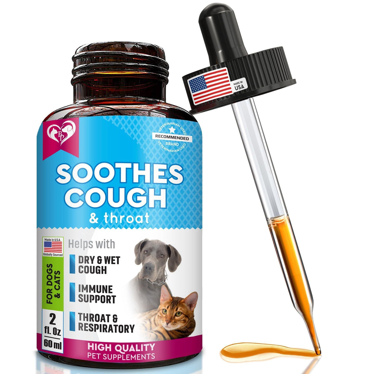 Kennel cough and respiratory support herbal drops for dogs and cats – photo 1 of 7