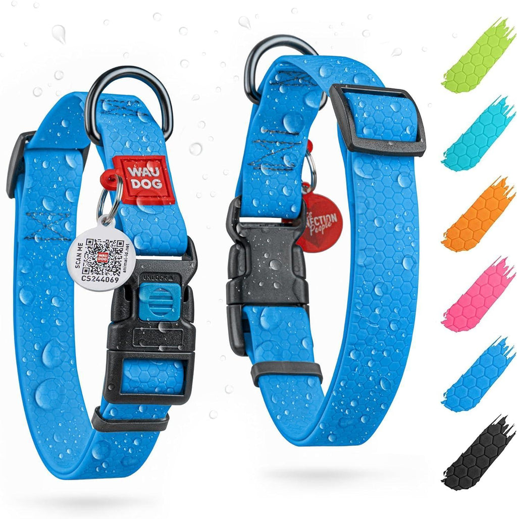 Waterproof Dog Collar Adjustable Blue 17 to 28 Inch Neck – photo 1 of 6