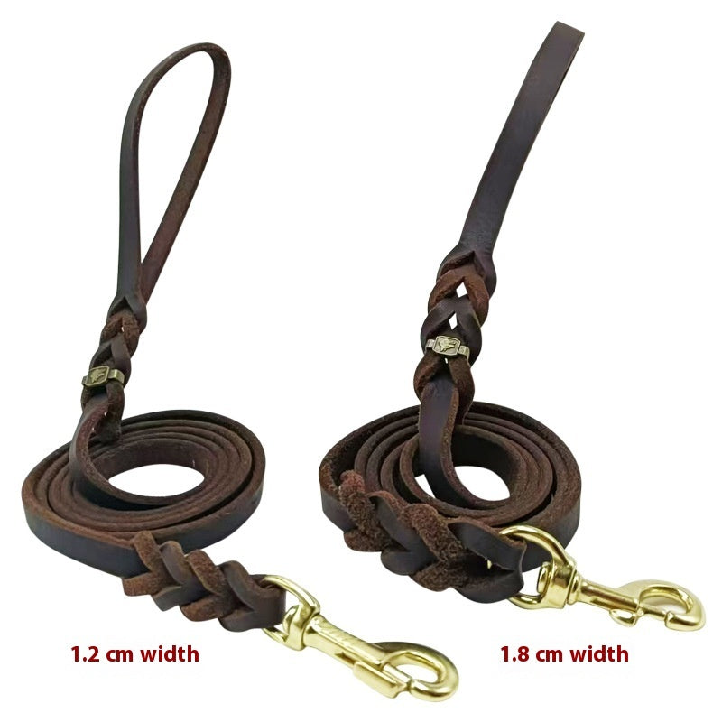 Hand-Knitted Cowhide Rope Dog Leash – Medium & Large Dogs – alternate view 2