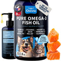 Omega 3 fish oil supplement for dogs and cats, pump bottle front view