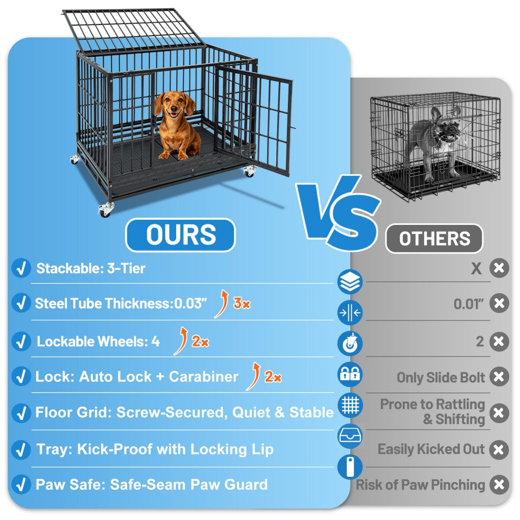 37 Inch Stackable Heavy Duty Dog Kennel – Foldable – alternate view 7
