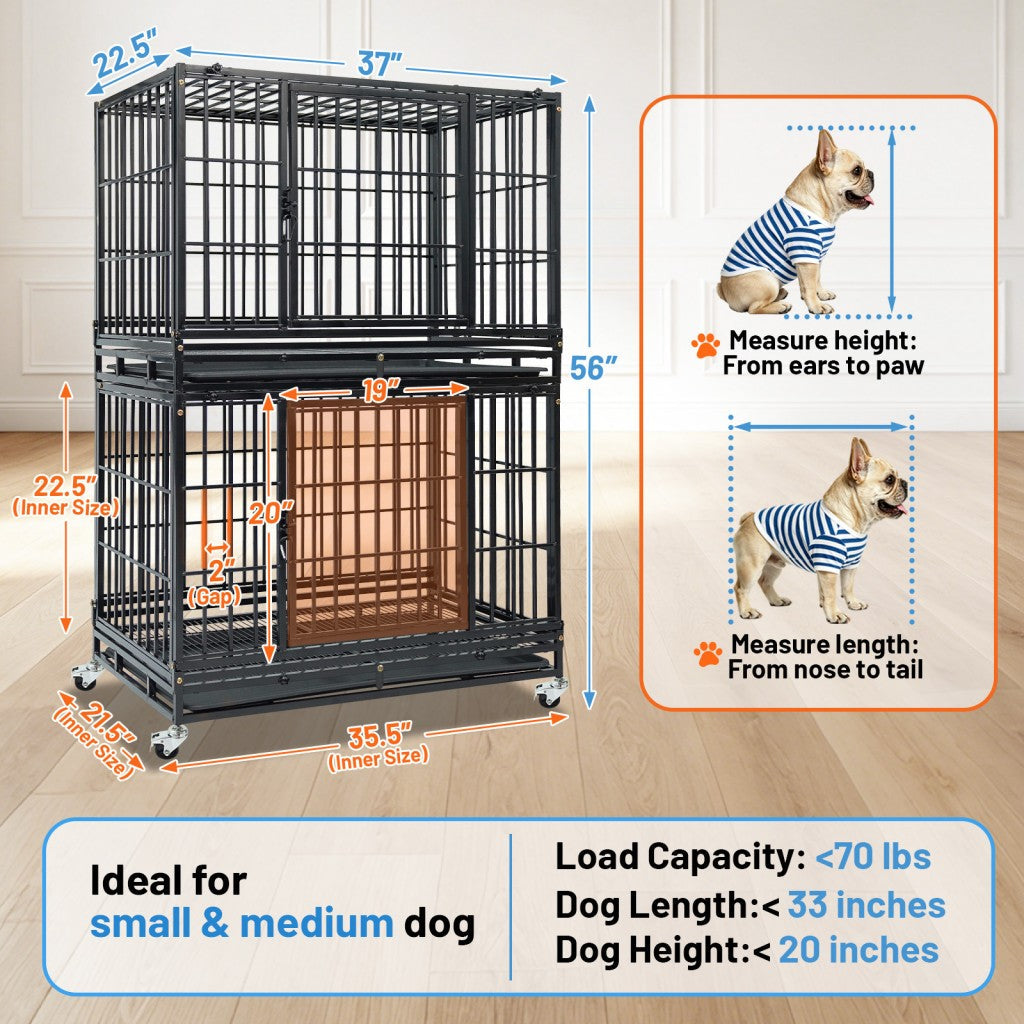37 Inch Stackable Heavy Duty Dog Kennel – Foldable – alternate view 10