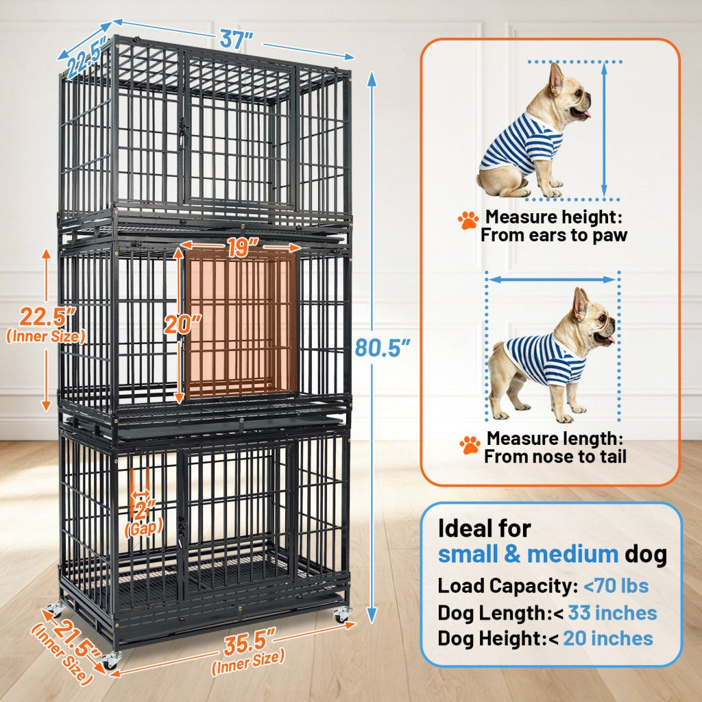 37 Inch Stackable Heavy Duty Dog Kennel – Foldable – alternate view 11