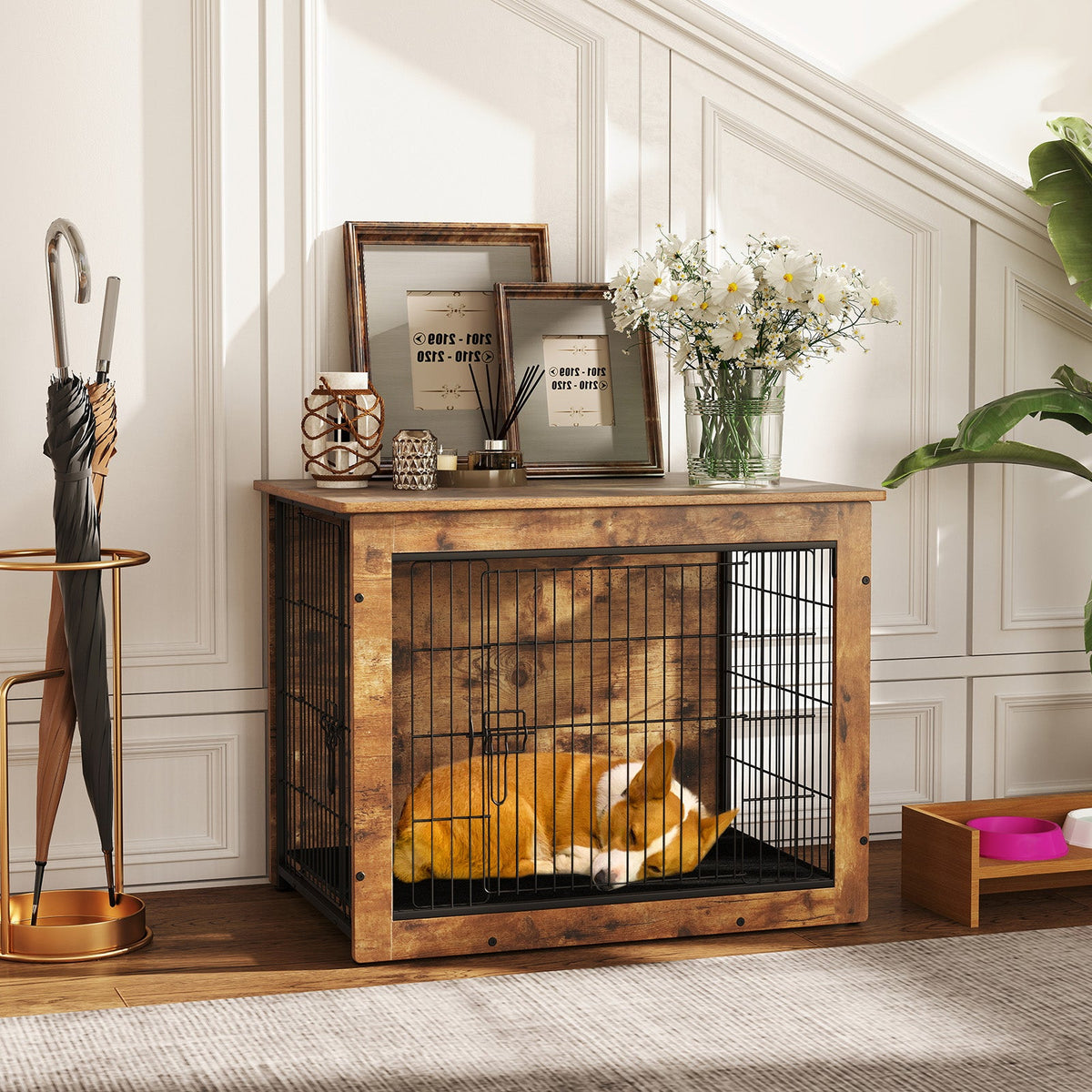 Dog Crate Furniture with Cushion and Double Doors – photo 2 of 9