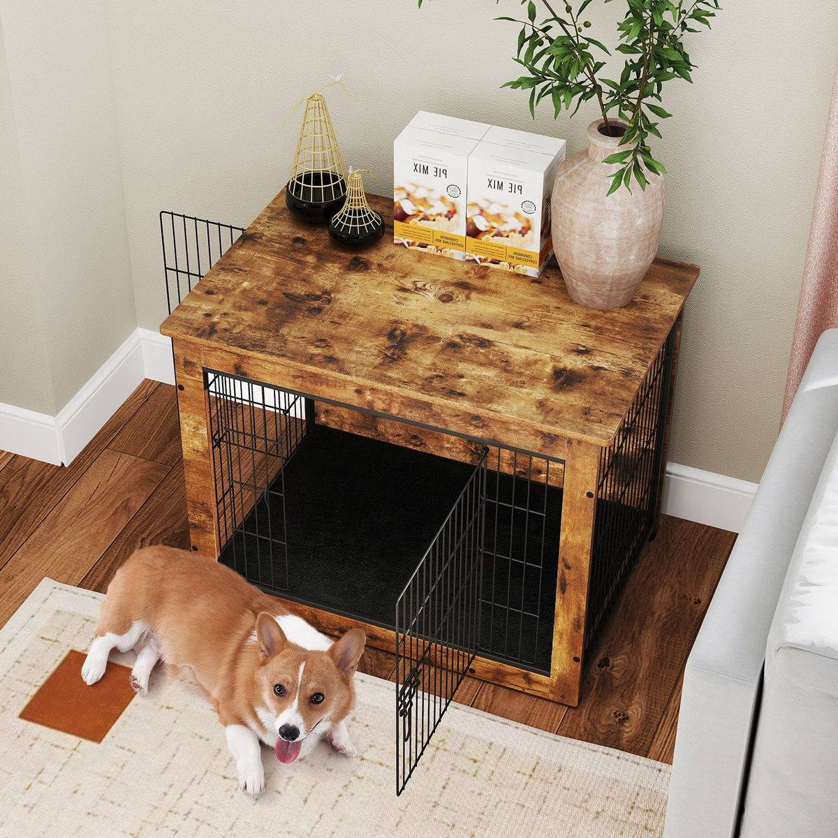 Dog Crate Furniture with Cushion and Double Doors – photo 1 of 9