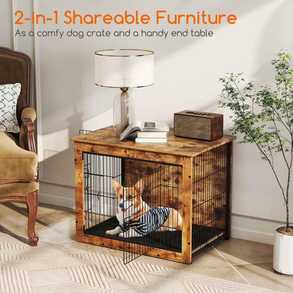 Dog Crate Furniture with Cushion and Double Doors – photo 7 of 9