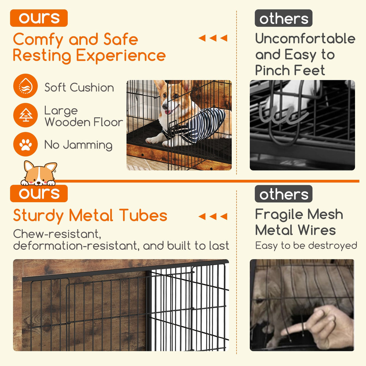 Dog Crate Furniture with Cushion and Double Doors – photo 6 of 9