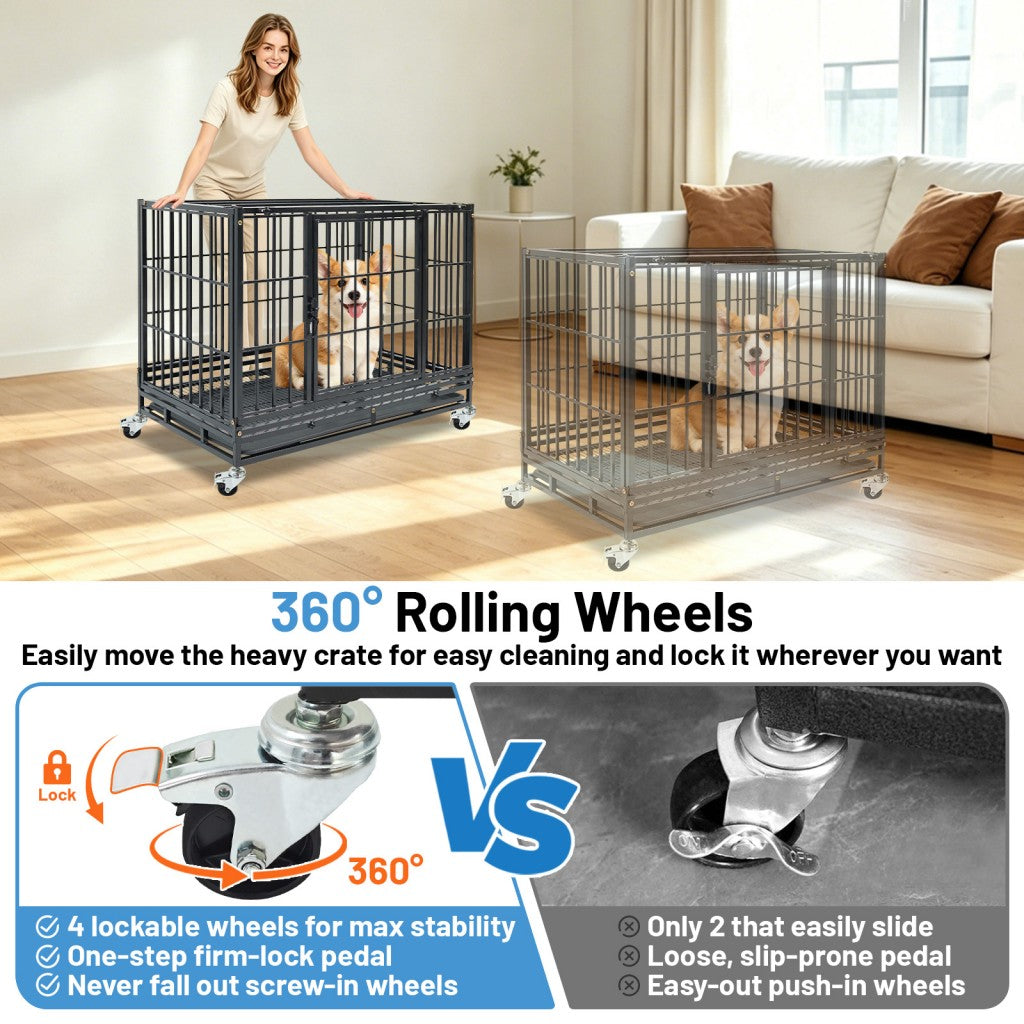 37 Inch Stackable Heavy Duty Dog Kennel – Foldable – alternate view 6