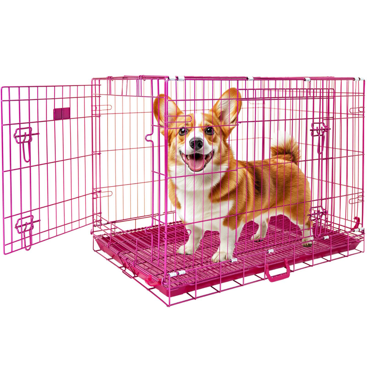 24-42 Inch Pink Wire Dog Crate – alternate view 24