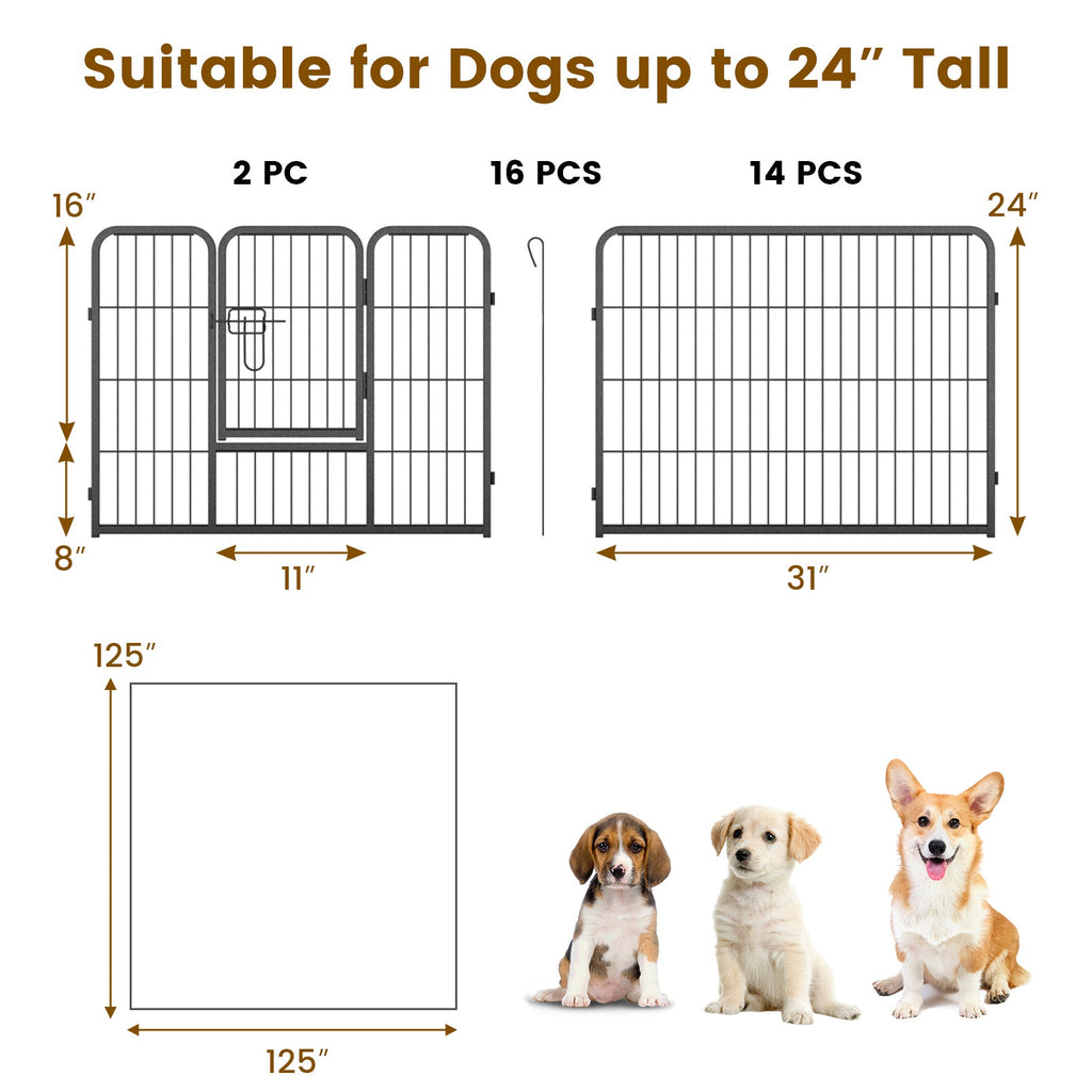 16-Panel Dog Playpen with Lock and Large Door – photo 5 of 10