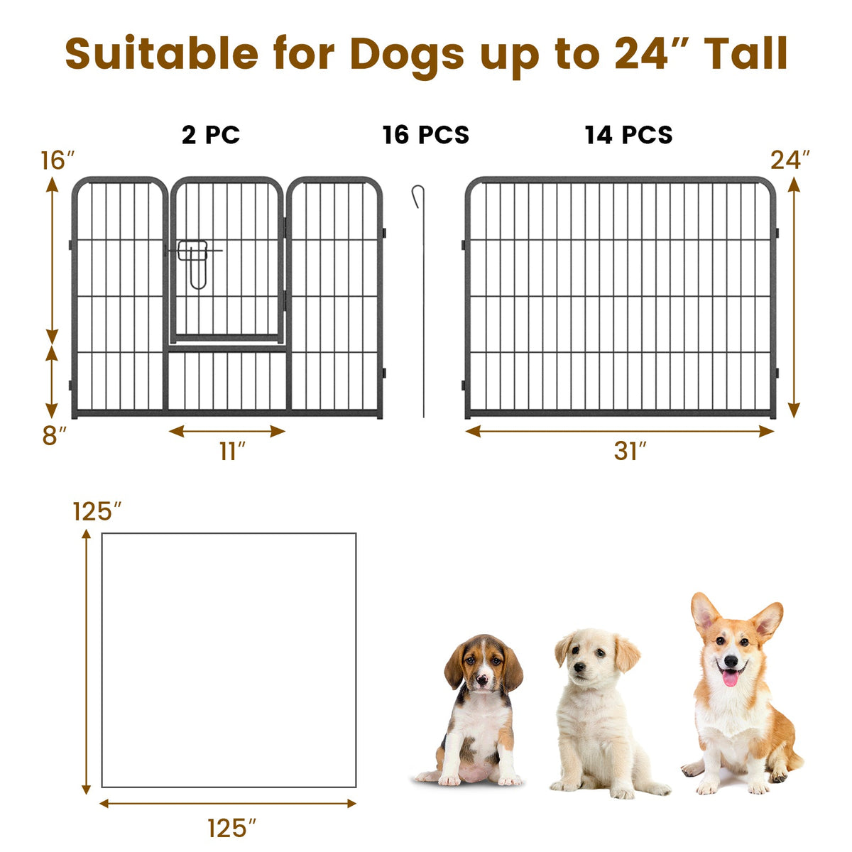 16-Panel Dog Playpen with Lock and Large Door – photo 5 of 10