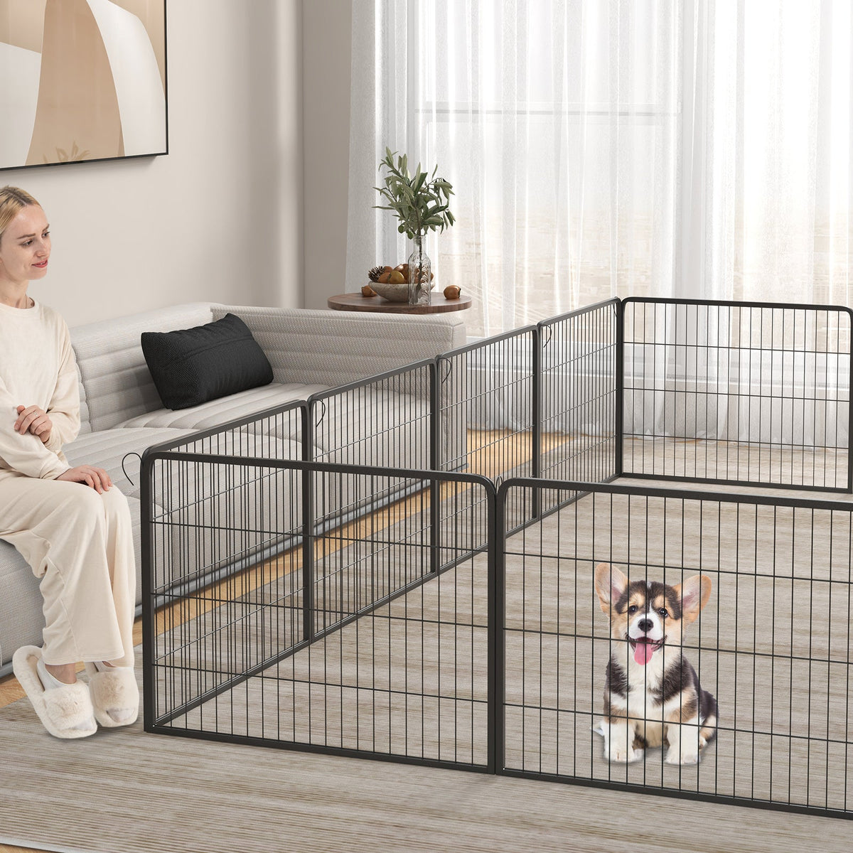 16-Panel Dog Playpen with Lock and Large Door – photo 2 of 10