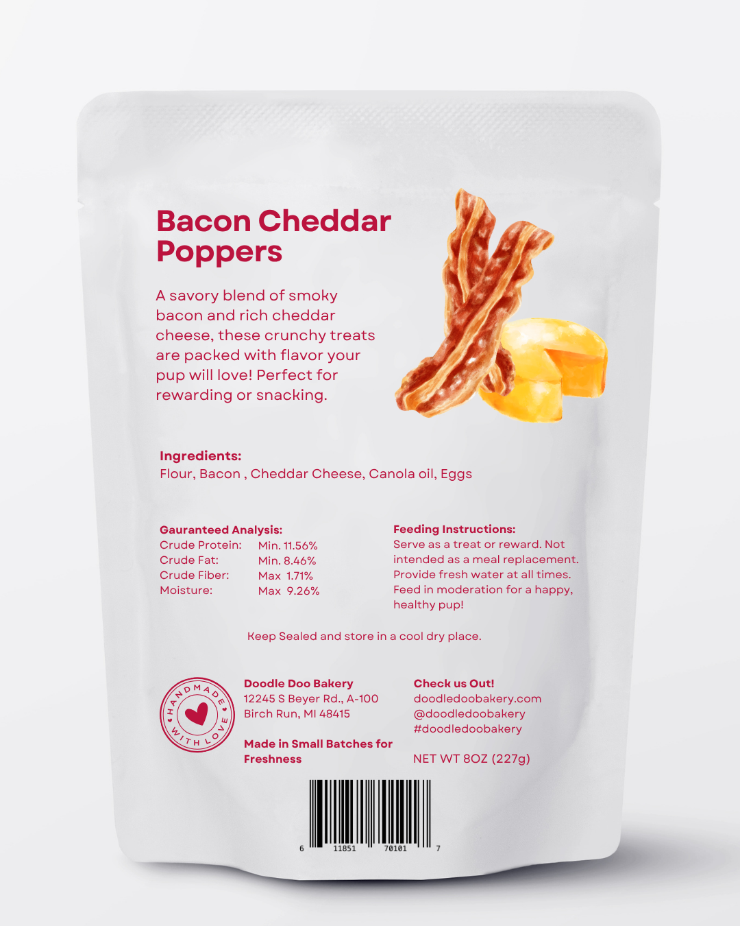 Homemade Dog Treats Bacon Cheddar Poppers Treat 12lb, alternate view